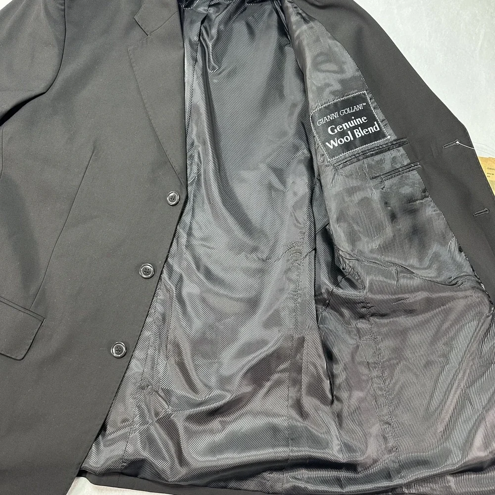 Gianni Collani Blazer Men's 42L Black Wool Blend Suit Jacket Sport Coat‎ Classic